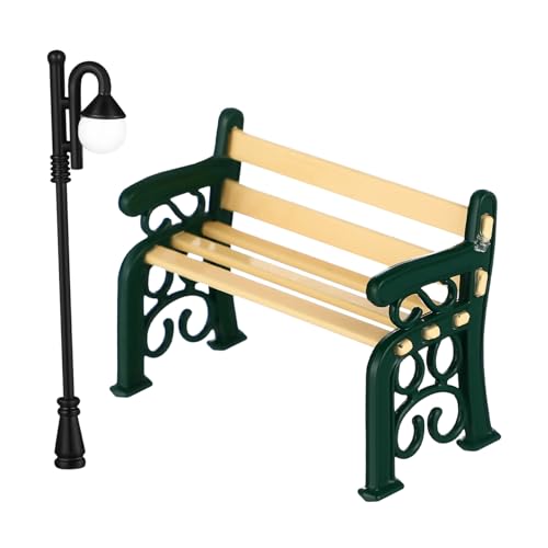JUMPLAWN 1 Set Mini Parkbank Mini Straßenlaterne Babyspielzeug Mädchen Dekoration Miniatur Szenenlayout Miniatur Stuhl Puppenhaus Geschirr Kleine Dekoration Mini von JUMPLAWN