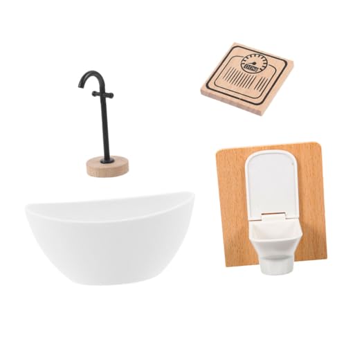 JUMPLAWN 1 Set Puppenhaus-wc-badewanne, Bodenstehender Wasserhahn, Mini- -Requisite, Puppenhaus-badezimmermöbel Für Puppenhaus-Badezimmer-einrichtungszubehör von JUMPLAWN