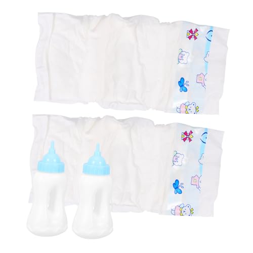 JUMPLAWN 1 Set Puppenzubehör Simulationsflaschenspielzeug Kognitives Puppenfütterungsflasche Babypuppe Milchflasche Babypuppenflaschen Miniaturflaschen Miniaturwindeln Kinderspielzeug Aus von JUMPLAWN
