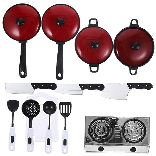 JUMPLAWN 1 Set Spielhaus Küchenutensilien Miniatur Puppenhaus Zubehör Simulation Kochen Miniatur Micro Anzüge Simulierte Kochen Rot PVC von JUMPLAWN