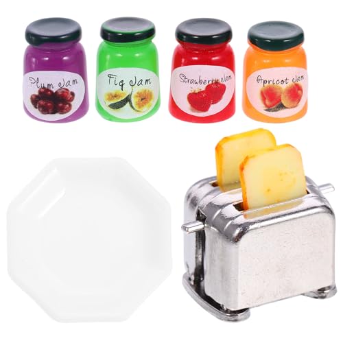 JUMPLAWN 1 Set Toaster Brotbackautomat Miniatur Requisite Spielzeughaus Zubehör Mini Layout Requisiten Küchengeschirr Spielzubehör Mini Brotmaschine Mini Im Maßstab von JUMPLAWN