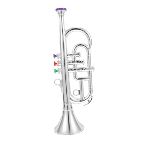 JUMPLAWN 1 Stück Simulierte Trompete Mit DREI Tönen Instrument Trompetenkinder Wind Kleinkind Junior Lehrreich Kindermusical Kinderspielzeug Kleine Trompete Aus Abs Silver von JUMPLAWN