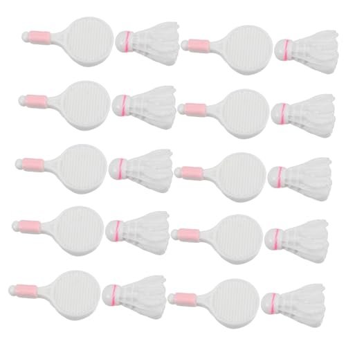 JUMPLAWN 10 Sätze Badminton für Teiliges Zubehör mit Schlägern und Federbällen für Puppen und Kreative Tischdekoration von JUMPLAWN