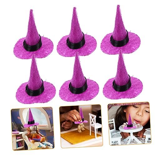 JUMPLAWN 10 Stk Elfenhut halloween dekoration halloween decoration zaubererhut DIY Dekohut Laternen Chenille-Küken Netz Mini-Hexenhut für Halloween Mini-Hexenhut-Requisite Filzstoff Violett von JUMPLAWN