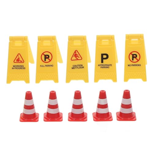 JUMPLAWN 10 Stück BAU Warnschild Modell Blau Jungen Für Die Straße Miniatur Verkehrskegel Verkehrsschilder Bauschilder Kleine Verkehrskegel Verkehrsschild Modelle von JUMPLAWN