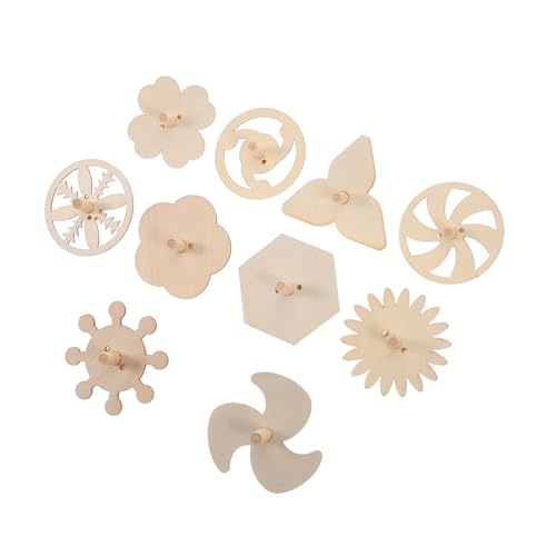 JUMPLAWN 10 Stück Hölzerner Kreisel Spinning Top Toy Drehen Kreisel Selber Machen Kleine Kreiselspielzeuge Malen Selber Machen Gyroskop Holz von JUMPLAWN