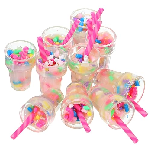 JUMPLAWN 10 Stück Mikrolandschaft Mini Puppe Bausatz Küche Rollenspiel Kleines Milchtee-Ornament DIY Milchtee-Modelle Simulierter Kleiner Milchtee Harz von JUMPLAWN