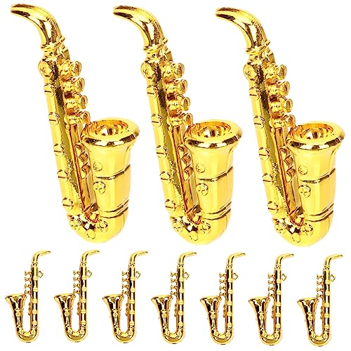 JUMPLAWN 10 Stück Musikinstrumentenmodellzubehör winzig Musical Miniaturen Saxophon Miniaturinstrument Musikinstrumente Grammophon für Kleinkinder Plastik Golden von JUMPLAWN
