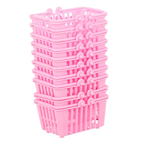 JUMPLAWN 10 Stück Puppenhaus Zubehör Einkaufskorb Kleine Miniatur Aufbewahrung Mini Mini Puppenhaus Zubehör Kunststoff Rosa von JUMPLAWN