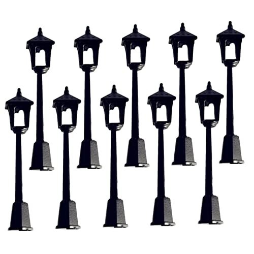 JUMPLAWN 10 Stück Simuliertes Straßenlichtmodell Miniaturlampe Modell Straßenlaternen winzig Miniatur-Straßenlaterne Mini- -Straßenlaternenmodelle Plastik Black von JUMPLAWN