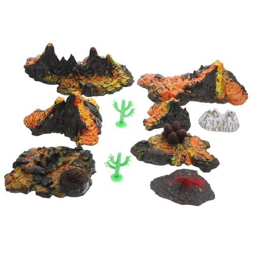 JUMPLAWN 10 Stück Teiliges Simulations vulkanmodell aus Langlebigem Kunststoff Realistische Miniatur Vulkanlandschaft Ornamente für Sandtisch Dekoration Aquarium und Heim Office von JUMPLAWN