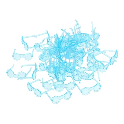 JUMPLAWN 100 Stück Mini Kunststoff Puppen Sonnenbrillen Transparent Blau Leichtes Puppenzubehör Mode Doll House Brillen Kompakt und Einfach zu Tragen Für Puppen und Miniatur Dekoration von JUMPLAWN