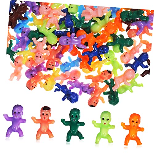 JUMPLAWN 100Stücke Mini Junge Mädchen Bunte Plastikfiguren für Partydécor und Eiswürfelspiele für Kindergeburtstag und Babyparty Deko Langlebiges Kunststoffspielzeug mit Süßen Posen von JUMPLAWN