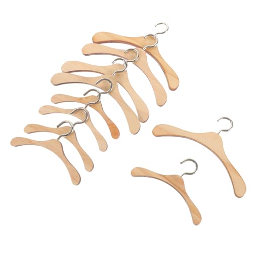 JUMPLAWN 10Stücke Mini Puppen Kleiderbügel aus Holz Miniatur Kleiderständer für Puppenkleidung für Puppenschränke und Dekoration von JUMPLAWN
