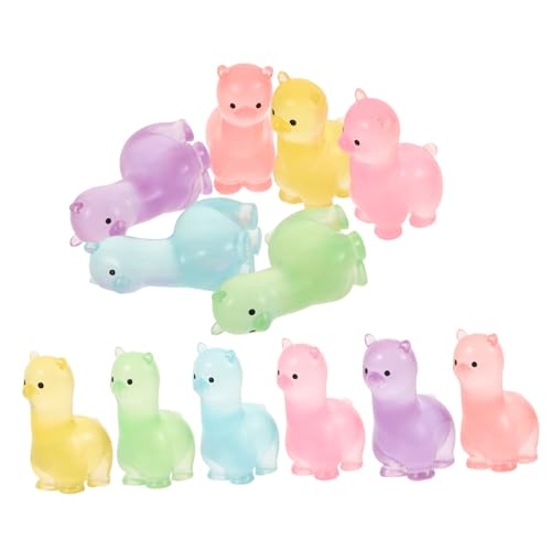 JUMPLAWN 12 Stück Leuchtende Alpaka -Ornamente Mini-Alpaka-Skulptur Simulation Alpaka Lamas Outdoor kleine Tierfiguren Miniaturfiguren Harz von JUMPLAWN