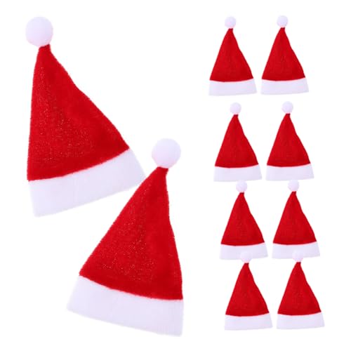 JUMPLAWN 12 Stück Mini Weihnachtsmütze Kleine Ornamente Fröhliche Kleinkind Mini Weihnachtsmütze Flauschig Dekorativ Kleine Mütze Mehrfachklausel von JUMPLAWN