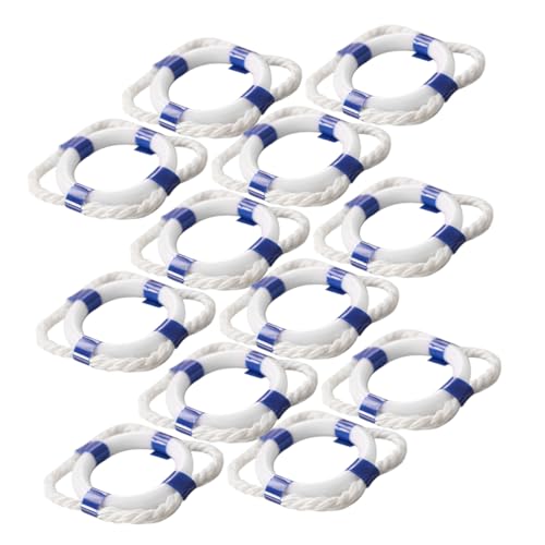 JUMPLAWN 12 Stück Miniature Lifebuoy Dekoration Blauer Schwimmring für Puppenhaus Strand Deko und Mikrolandschaft Mediterraner Stil Langlebig und Farbecht von JUMPLAWN