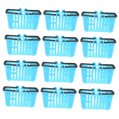 JUMPLAWN 12 Stück Simulierte Lebensmittel Und Einkaufskorbmodelle Lebensmitteleinkaufszubehör Kleiner Mini Korb Einkaufskorb Spiel Einkaufskorb Miniatur Für Mädchen Himmelblauer von JUMPLAWN