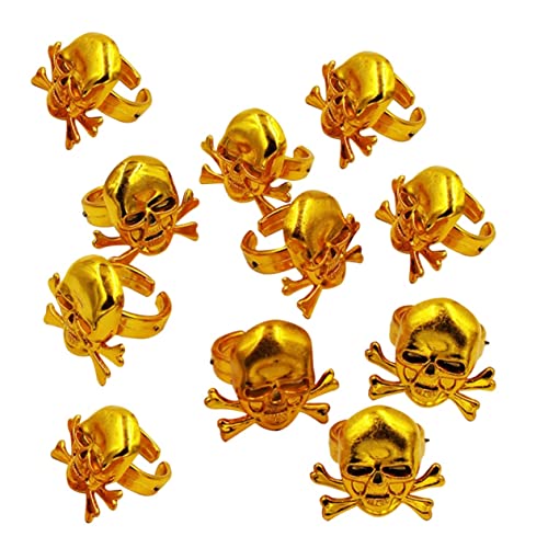JUMPLAWN 12 Stück Teiliges Goldene Piratenringe mit Schädelmotiv Verstellbar für Erwachsene Halloween Party Deko und Piraten Kostümzubehör für Piraten Kindergeburtstag und Mottofeiern JUMPLAWN 12 Stück Teiliges Goldene Piratenringe mit Schädelmotiv Verstellbar für Erwachsene Halloween Party Deko und Piraten Kostümzubehör für Piraten Kindergeburtstag und Mottofeiern von JUMPLAWN