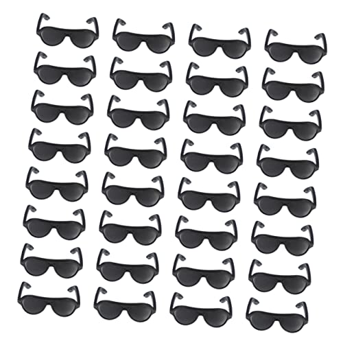 JUMPLAWN 120 Stück Mini Sonnenbrillen Mini Puppenhaus Bausatz Winzige Puppenbrille Puppe Mini Puppenhaus Zubehör Retro Puppen Ankleidebrille Schwarzer Kunststoff von JUMPLAWN