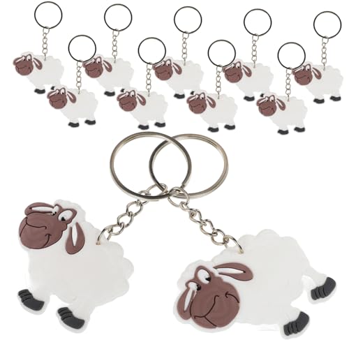 JUMPLAWN 12 Stücke Schaf Schlüsselanhänger für Kinder Süßer PVC Schlüsselring mit Charmantem Schafdesign Hängeornamente für Taschen von JUMPLAWN