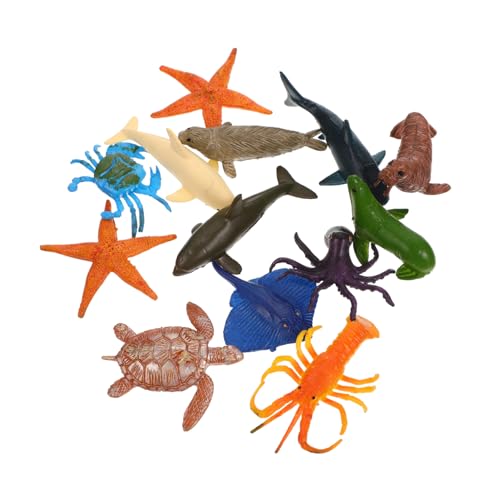 JUMPLAWN 12Stücke Teiliges Set Meereslebensmodelle aus Kunststoff Simulierte Tierfiguren für Lernspielzeug und Fotodeko für Strand Bad von JUMPLAWN