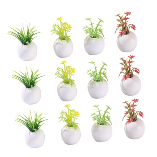 JUMPLAWN Mini-Bonsai-Verzierungen Für Puppenhaus 12 Stück Künstliche Topfpflanzen-Dekorationen Kognitives Spielzeug Für Jungen Und Mädchen von JUMPLAWN