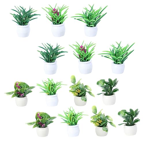 JUMPLAWN 14stücke Teiliges Mini Kunstpflanzen Bonsai Töpfen Dekorative Pflanzen Für Puppenhäuser Modelle Und Heimdekoration Hohe Miniaturpflanzen Für Kreative Raumgestaltung von JUMPLAWN