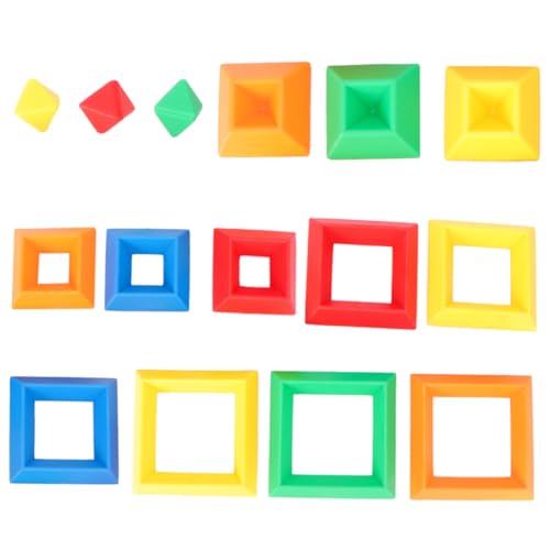JUMPLAWN 15 Stück Teiliges Montessori Stapelspielzeug aus Robustem Kunststoff Farbenfrohe Pyramiden Spiel Konstruktion für Fördert Feinmotorik Koordination und Logisches Zufällige Farbe von JUMPLAWN