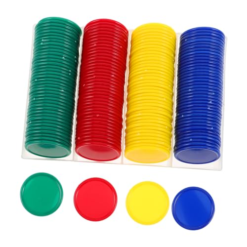 JUMPLAWN 160 Stück Bunte Kunststoff Bingo Chips Langlebige und Belohnungs Token für Vielseitige und Mathematik Münzen für Unterricht Spiele und Verhaltensanreize von JUMPLAWN
