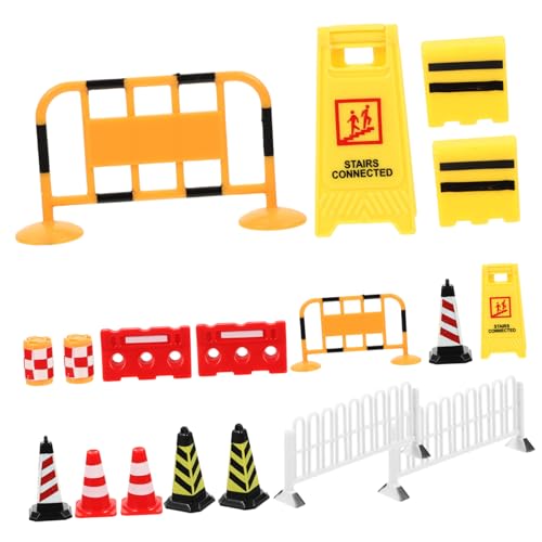 JUMPLAWN 18 Stück Teiliges Verkehrszeichen spielset Pädagogisches Miniatur Verkehrsbarrieren Modell Leichtes Lernspielzeug Für Verkehrssicherheit Unterricht Baustellen Straßenschilder von JUMPLAWN