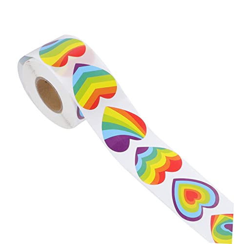 JUMPLAWN 1Rolle Regenbogen Herzaufkleber Aufkleber Herzform Für Kreative Bastelprojekte Geschenkverpackungen Und Etiketten Selbstklebende Sticker Für Vielfalt von JUMPLAWN