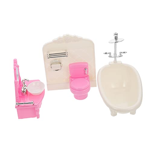 JUMPLAWN 1Satz Badezimmer für Puppenhaus Teiliges Zubehör mit Mini Badewanne Toilette und Waschbecken Deko für Mini Häuser Perfektes für Freunde von JUMPLAWN