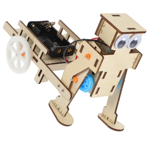 JUMPLAWN Selbstgemacht Roboter Bausatz für Kinder Holzspielzeug mit Ziehendem Wagen Lernspielzeug für Kreative Experimente Wissenschaftsprojekt Interaktives Bastelset von JUMPLAWN