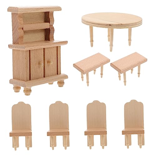 JUMPLAWN 1Satz Dollhouse Miniaturmöbel Teiliges Esszimmermöbel Stühle Hocker Schrank Puppenhaus Zubehör für Kreative Spielideen und Teepartys JUMPLAWN 1Satz Dollhouse Miniaturmöbel Teiliges Esszimmermöbel Stühle Hocker Schrank Puppenhaus Zubehör für Kreative Spielideen und Teepartys von JUMPLAWN