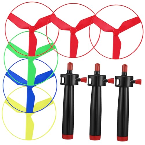 JUMPLAWN 1Satz Fliegendes mit Zugschnur Propeller für Interaktives Training Launcher Fliegende Untertassen Farben Zufällig für Outdoor von JUMPLAWN