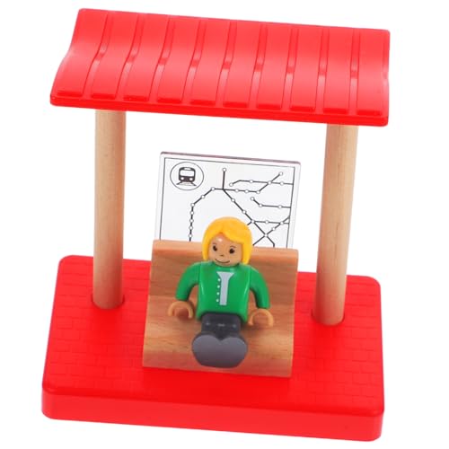 JUMPLAWN Holzeisenbahn Zubehör Satz für Kinder Kleiner Bahnsteig Modell Spielzeug für Kreative Bahnszenen Robustes Eisenbahn Zubehör für Spielbahn für Selbstgemacht und Spielzeugzüge von JUMPLAWN