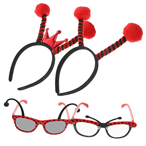 JUMPLAWN 1Satz Marienkäfer Stirnband und Brille für Kostümpartys Halloween und Cosplay Bequeme Kopfbedeckung für Damen und Zubehör für Besondere Anlässe von JUMPLAWN