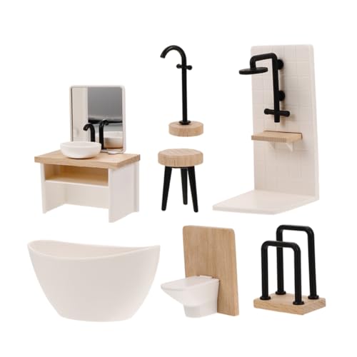 JUMPLAWN 1Satz Miniatur Badezimmer Set für Puppenhäuser Teiliges Zubehörset für Realistische Dekoration und Einfache Installation Puppenhäusern von JUMPLAWN