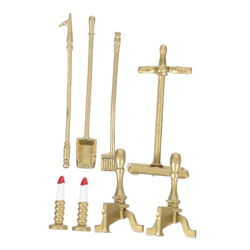 JUMPLAWN Miniatur Kamin Zubehör Set Für Puppenhaus Accessoire Set Mit Realistischen Details Für Kreative Spielwelten Feuerstelle Kerzenständer Und Werkzeuge von JUMPLAWN