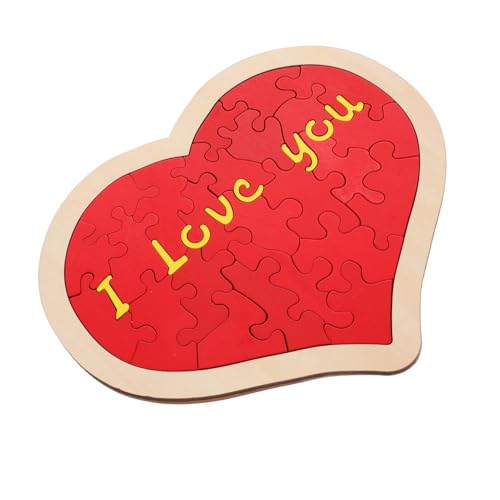 JUMPLAWN 1Satz Puzzle für Valentinstag Hochzeit und Romantisches Holzpuzzle für Besondere Anlässe oder Deko Große Rote Herzform Kreatives von JUMPLAWN
