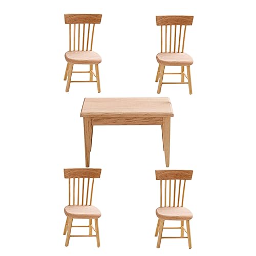 JUMPLAWN Miniatur Möbelset für Puppenhaus 5 Stück Holz Tisch und Stühle Kleines Esszimmer Spielzeug für Kinder Dekorative Miniatur Requisiten für Kleiner Häuser JUMPLAWN Miniatur Möbelset für Puppenhaus 5 Stück Holz Tisch und Stühle Kleines Esszimmer Spielzeug für Kinder Dekorative Miniatur Requisiten für Kleiner Häuser von JUMPLAWN