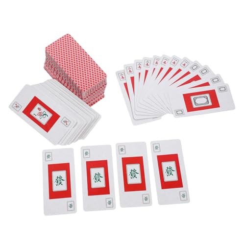 JUMPLAWN 2 Sätze Chinesisches Mahjong Kartenspiel aus Stabilem Kunststoff Tragbar und Leicht für Reisen Camping und Partyunterhaltung mit Kompletter Ausstattung von JUMPLAWN