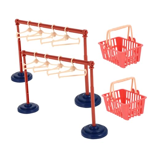 JUMPLAWN 2 Sätze Mini -Hanger -Set Gestell Puppenkleidung Kindergarten Mini -Kleiderbügel Puppenhaus Kleiderständer Puppenhaus-Aufhänger Mini-Kleiderbügel Plastik von JUMPLAWN