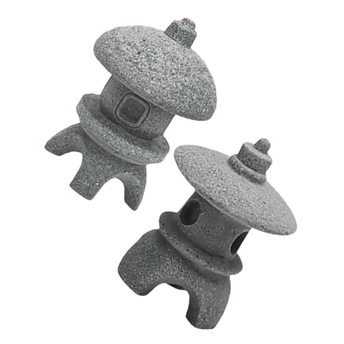 JUMPLAWN 2 Stück Japanische Pagoden Miniatur Dekoration aus Resin Zengarten Figuren für Innen und Außeneinsatz für Bonsai Bäume und von JUMPLAWN