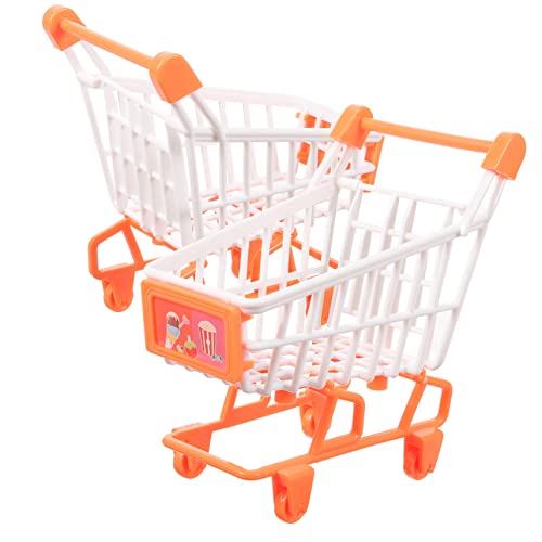 JUMPLAWN 2stücke Mädchen Einkaufswagen Spielzeug Für Kleinkinder Miniatur Supermarkt Einkaufskorb Für Rollenspiele Und Kreative Spielstunden Orangefarben Fördert Die von JUMPLAWN