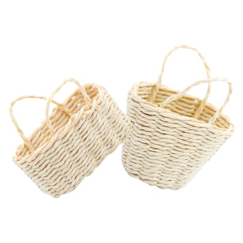 JUMPLAWN 2 Stück Mini Flechtkorb Möbel Mini Dekoration Dekorativer Miniaturkorb Modell Miniaturkorb Für Mini Ornamente Kinderbedarf Miniatur Gras von JUMPLAWN
