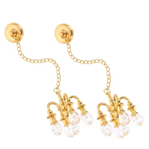 JUMPLAWN 2 Stück Mini Kristall Kronleuchter Einrichtung LED Kleines Kleiner Hängender Kronleuchter Mini Kronleuchter Mini Kronleuchter Ornament Kronleuchter Goldene von JUMPLAWN