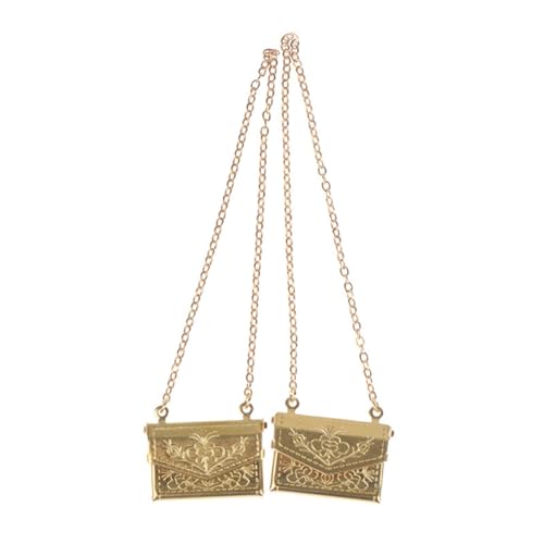 JUMPLAWN 2 Stück Mini -Metallbeutel Dollhouse -Geldbörse -Geldbörse Zubehör für das Puppenhaus Mini-Geldbörsen für Mädchen süße Umhängetasche für Golden von JUMPLAWN