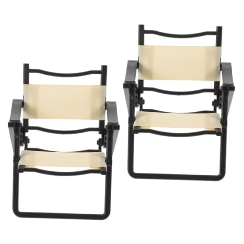 JUMPLAWN 2 Stück Mini-Möbel klappbarer Stuhl puppenhaus Stuhl strandstuhl Puppenhausstuhl Puppenstubenstühle Szene Miniaturen winzig Zubehör für Puppenhäuser Mini-Hausstuhlmodell Abs Weiß von JUMPLAWN